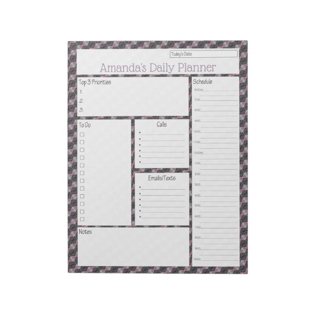 Bloc-note Pink Streamer Résumé Design Daily Planner (Tourné)
