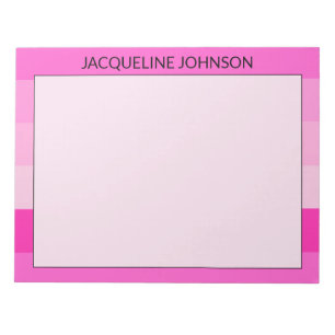 Bloc-note Pink Stripes Modern & Feminum Nom du monogramme