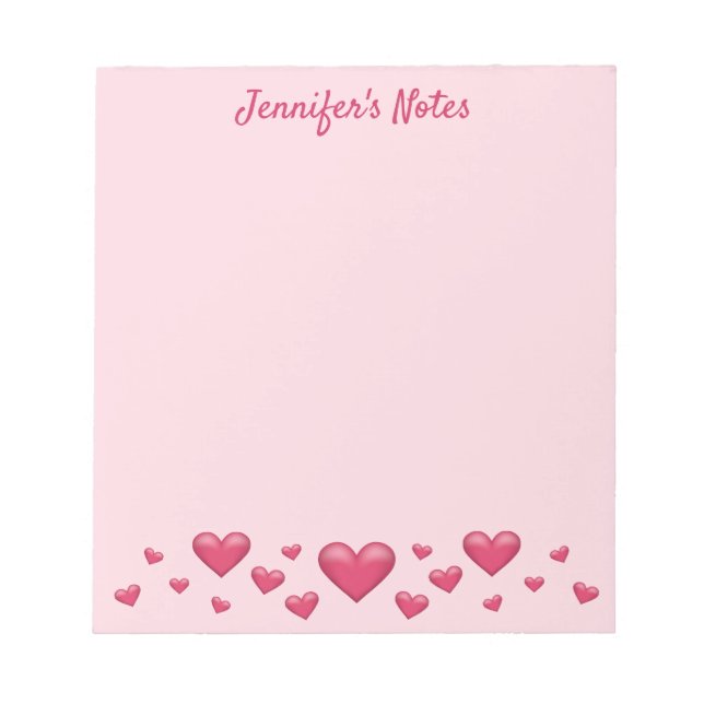 Bloc-note Pink Valentine's Day Hearts & Custom Text (Devant)