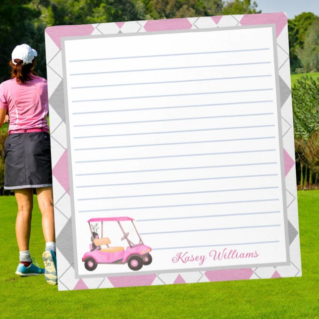 Bloc-note Pink Watercolor Golf Nom du panier (Créateur téléchargé)