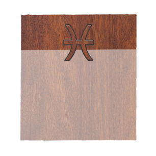 Bloc-note Pisces Zodiac Sign in Mahogany Wood Style