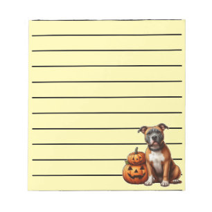 Bloc-note Pitbull Halloween Citrouille Art Chien Effrayant