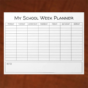 Bloc-note Plain School Week Planning Chart
