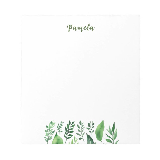 Bloc-note Plaine minimaliste Cute Nom propre Floral Green (Devant)