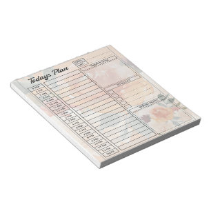 Bloc-note Plan de journée florale aquarelle automne orange