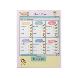 Bloc-note Plan de repas personnalisé pour enfants + case à c