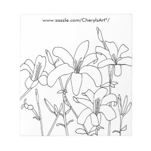 Bloc-note Plan Dessin Lily Flowers Coloriage Notepads