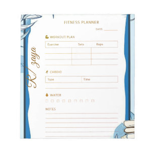 Bloc-note Planificateur classique or pastel mignon bleu form
