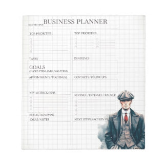 Bloc-note Planificateur d'affaires blanc et noir