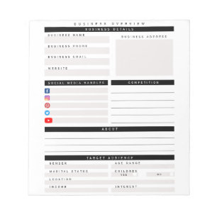 Bloc-note Planificateur d'aperçu d'entreprise personnalisé p