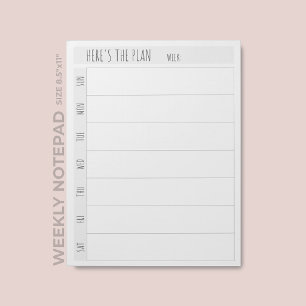 Bloc-note Planificateur de calendrier hebdomadaire vierge si