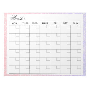 Bloc-note Planificateur de calendrier mensuel élégant