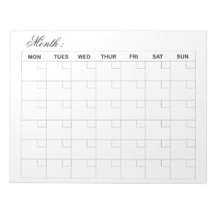 Bloc-note Planificateur de calendrier mensuel élégant