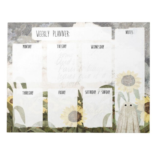 Bloc-note Planificateur de fantômes de tournesol (Devant)