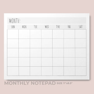 Bloc-note Planificateur de grille de calendrier mensuel vier