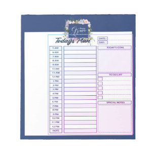 Bloc-note Planificateur de jour à motif floral Amazing grace