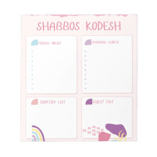 Bloc-note Planificateur de menus Shabbos