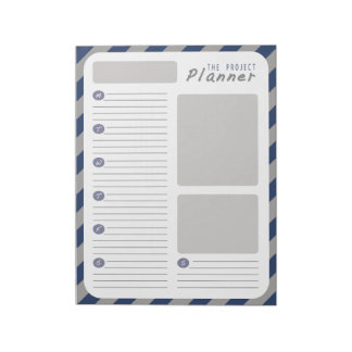 Bloc-note Planificateur de projet hebdomadaire - bleu et gri