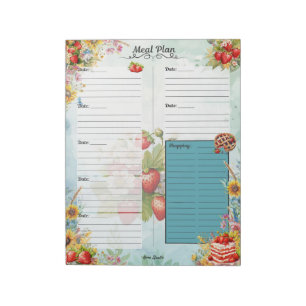 Bloc-note Planificateur de repas de 7 jours Strawberry Sweet