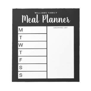 Bloc-note Planificateur de repas hebdomadaire familial
