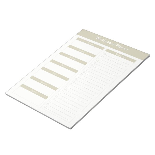 Bloc-note Planificateur de repas hebdomadaire - Taupe (Incliné)