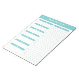 Bloc-note Planificateur de repas hebdomadaire - Turquoise
