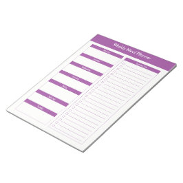 Bloc-note Planificateur de repas hebdomadaire - violet