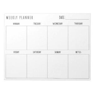Bloc-note Planificateur hebdomadaire,