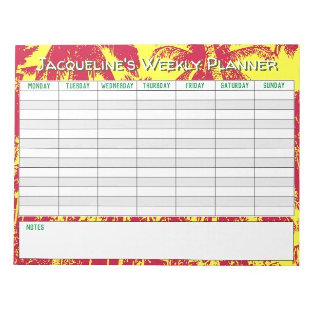 Bloc-note Planificateur hebdomadaire à personnaliser avec No (Devant)