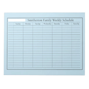 Bloc-note Planificateur hebdomadaire Calendrier Sky Blue Not