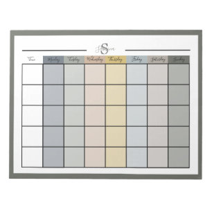 Bloc-note Planificateur hebdomadaire combinaison de couleurs