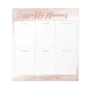 Bloc-note Planificateur hebdomadaire d'aquarelle rose