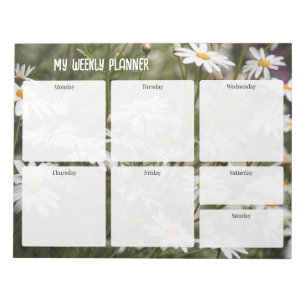Bloc-note Planificateur hebdomadaire de fleurs de marguerite