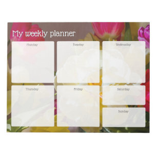 Bloc-note Planificateur hebdomadaire floral coloré romantiqu