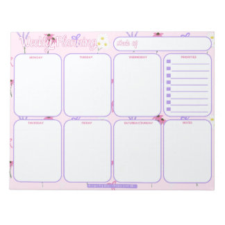 Bloc-note Planificateur hebdomadaire | Motif fleur sauvage &