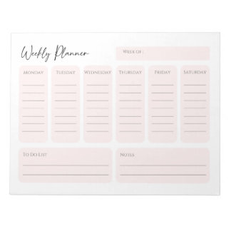 Bloc-note Planificateur hebdomadaire paysage en rose tendre