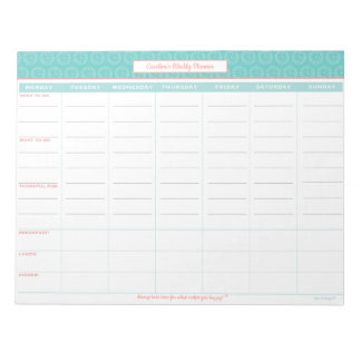 Bloc-note Planificateur hebdomadaire personnalisé