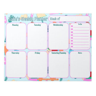 Bloc-note Planificateur hebdomadaire personnalisé | Motif de