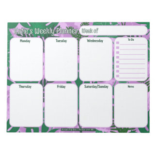 Bloc-note Planificateur hebdomadaire personnalisé | Motif Fe