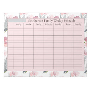 Bloc-note Planificateur hebdomadaire Programmation Fleurs ro