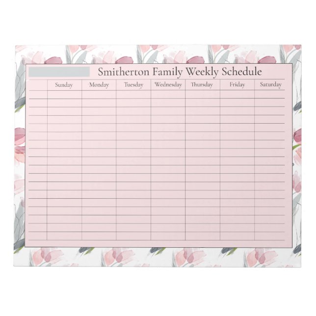 Bloc-note Planificateur hebdomadaire Programmation Fleurs ro (Devant)