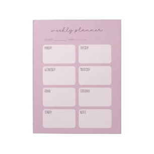 Bloc-note Planificateur hebdomadaire rose minimal