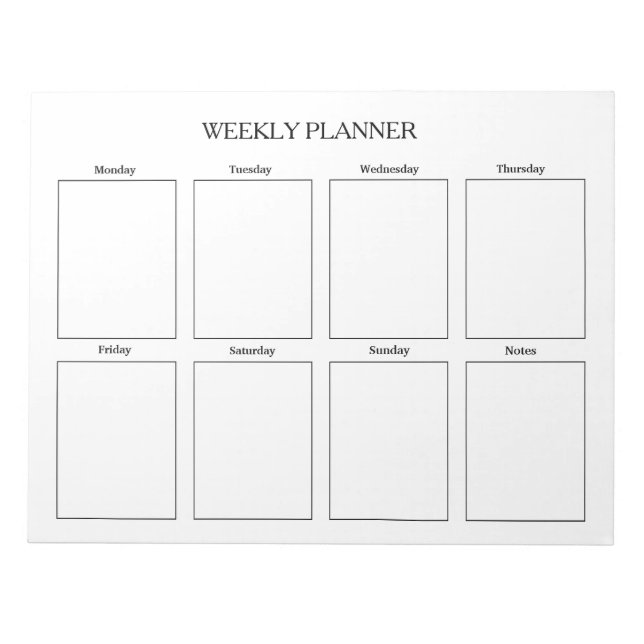 Bloc-note Planificateur hebdomadaire simple personnalisé (Devant)