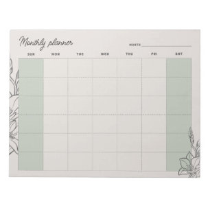 Bloc-note Planificateur mensuel Beige minimal, texte personn