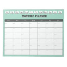 Planificateur mensuel Calendrier simple sarcelle