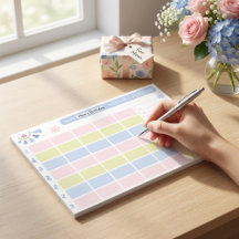 Planificateur Mensuel Pastel Bleu Rose Mignon 28x2