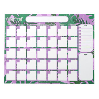 Bloc-note Planificateur mensuel personnalisé | Motif Feuille