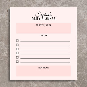 Bloc-note Planificateur Quotidien À Faire Script Bleu Pink B