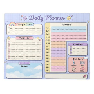 Bloc-note Planificateur quotidien à grille pastel Kawaii