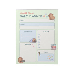 Bloc-note Planificateur Quotidien Kawaii Cabybara Doodle Lis